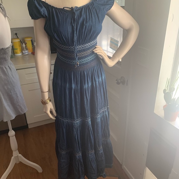 Lapis peasant Denim dress - Picture 3 of 5